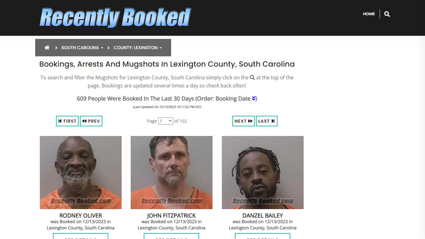 Bookings, Arrests and Mugshots in Lexington County, South Carolina